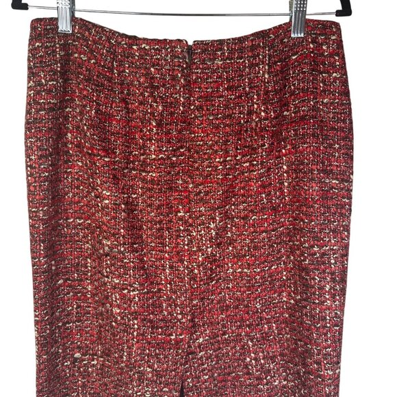 Talbots 8P Red & White Tweed Pencil Skirt - Picture 12 of 13